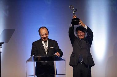 Hiroshi Kiriyama and Yoshida Yutaka of Sony at the 66th Engineering Emmy Awards.