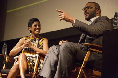 Tamron Hall and Tyler Perry at the Television Academy's first member event in Atlanta, "A Conversation with Tyler Perry," at the Woodruff Arts Center on Thursday, May 4, 2017.