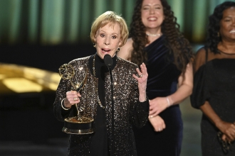 Carol Burnett and the team from Carol Burnett: 90 Years Of Laughter and Love accept the award for Outstanding Variety Special at the 75th Creative Arts Emmy Awards