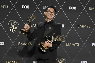 Lee Sung Jin from BEEF backstage at the 75th Emmy Awards