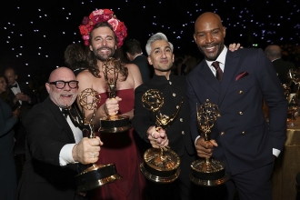 David Collins, Jonathan Van Ness, Tan France, and Karamo Brown from Queer Eye at the 75th Creative Arts Emmy Awards Governors Gala