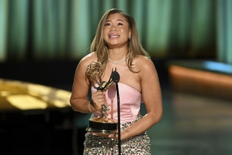 Storm Reid from The Last Of Us accepts the award for Outstanding Guest Actress In a Drama Series at the 75th Creative Arts Emmy Awards