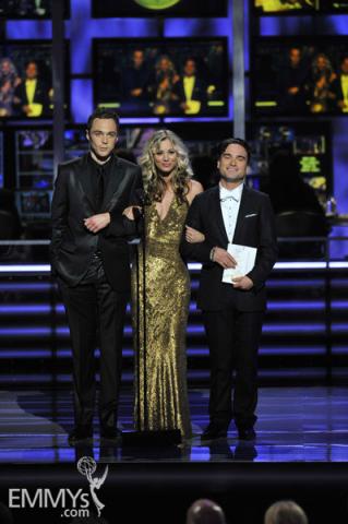 Jim Parsons, Kaley Cuoco & Johnny Galecki at the 61st Primetime Emmy Awards