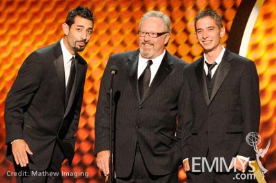 Josh Harris, Thom Beers, and Jake Harris speak onstage during the 62nd Primetime Creative Arts Emmy Awards
