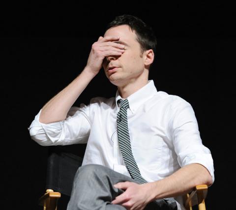 Jim Parsons onstage at the Leonard H. Goldenson Theatre for "An Evening with The Big Bang Theory" 