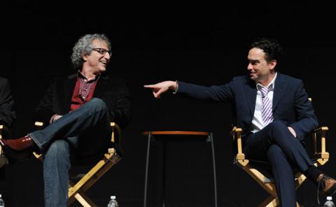 Lee Aronsohn and Johnny Galecki at "An Evening With The Big Bang Theory"