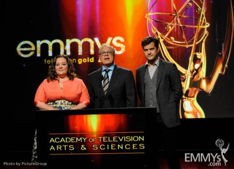 Melissa McCarthy, John Shaffner & Joshua Jackson at the 63rd Primetime Emmy Awards Nominations Ceremony