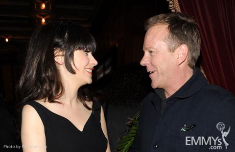 Zooey Deschanel and Kiefer Sutherland attend the FOX Winter TCA All-Star Party