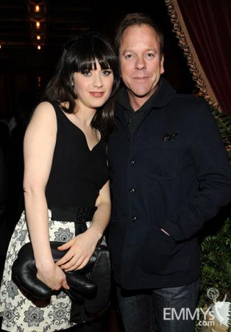Zooey Deschanel and Kiefer Sutherland attend the FOX Winter TCA All-Star Party