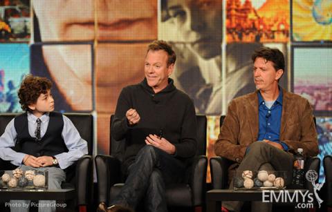 David Mazouz, Kiefer Sutherland and Tim Kring onstage during the Touch panel