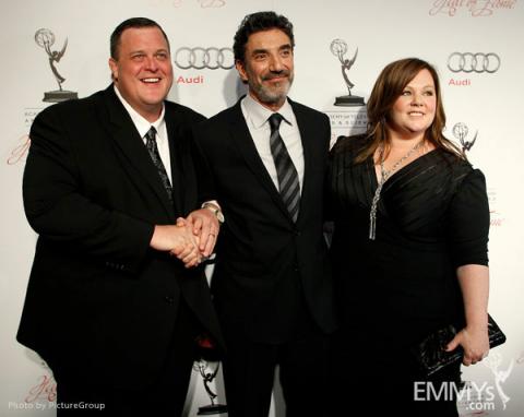 Billy Gardell, Chuck Lorre and Melissa McCarthy arrive at the 21st Annual Hall of Fame Gala