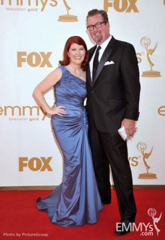 (L-R) Kate Flannery, Chris Haston arrives at the Academy of Television Arts & Sciences 63rd Primetime Emmy Awards