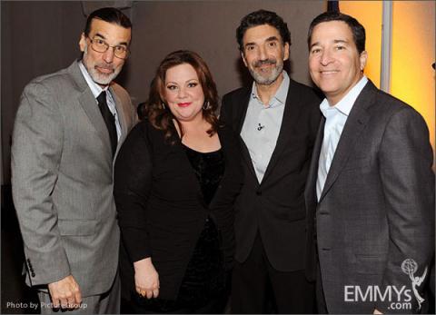 Melissa McCarthy, Chuck Lorre, Bruce Rosenblum and Don Foster attend an Evening with Mike & Molly