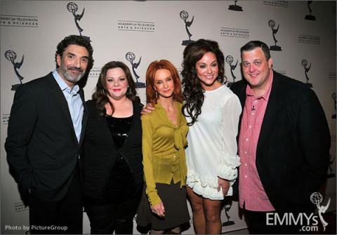 Melissa McCarthy, Chuck Lorre, Swoosie Kurtz, Katy Mixon and Billy Gardell arrive at an Evening with Mike & Molly