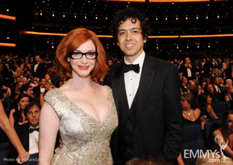 Christina Hendricks (L) and Geoffrey Arend (R) in the audience 