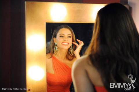Sofia Vergara backstage during the Academy of Television Arts & Sciences 63rd Primetime Emmy Awards at Nokia Theatre L.A. Live