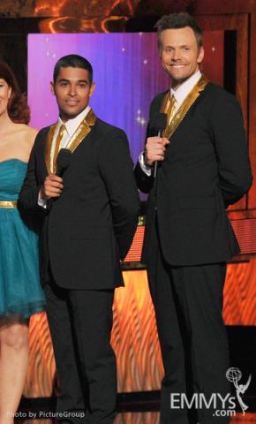  (L-R) Wilmer Valderrama, Joel McHale onstage at the Academy of Television Arts & Sciences 63rd Primetime Emmy Awards 
