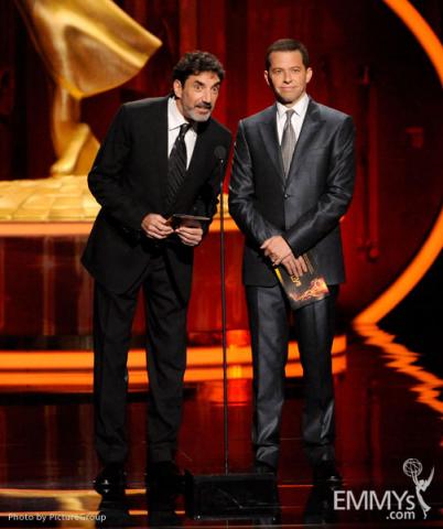 Chuck Lorre and Jon Cryer present at the Academy of Television Arts and Sciences 2011 Primetime Creative Arts Emmys
