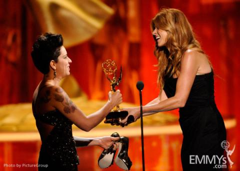 Makeup team from Boardwalk Empire accepting their award at the 2011 Primetime Creative Arts Emmys