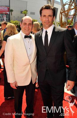 Matthew Weiner and Jon Hamm at the 62nd Primetime Creative Arts Emmy Awards