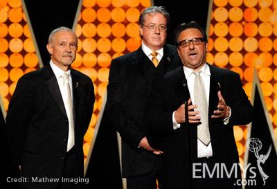 Steve Venezia, Mark Watters and Frank Scherma onstage during the 62nd Primetime Creative Arts Emmy Awards at Nokia Theatre