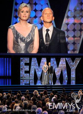 Presenters Jane Lynch and Ryan Murphy of Glee