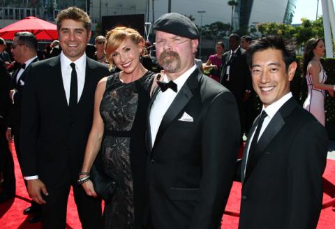 Tory Belleci, Kari Byron, Jamie Hyneman and Grant Imahara on the Red Carpet at the 65th Creative Arts Emmys 