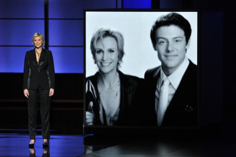 Jane Lynch remembers Cory Monteith at the 65th Emmys