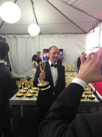 Tony Hale backstage at the 65th Emmys
