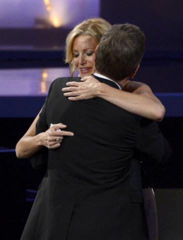 Anna Gunn celebrates her win for Outstanding Supporting Actress in a Drama