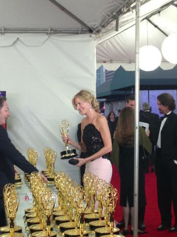 Anna Gunn backstage at the 65th Emmys
