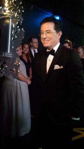 Stephen Colbert backstage at the 65th Emmys