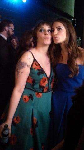 Lena Dunham and Allison Williams backstage at the 65th Emmys