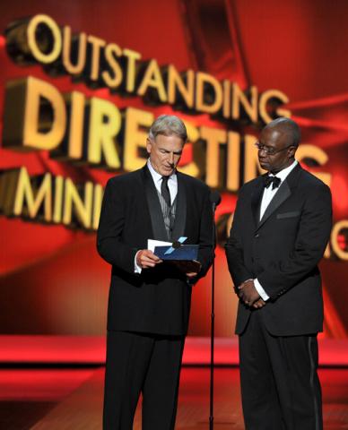 Mark Harmon and Andre Braugher present the award for Outstanding Directing for a Miniseries