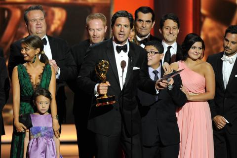 Cast and crew of Modern Family accepts the award for Outstanding Comedy Series