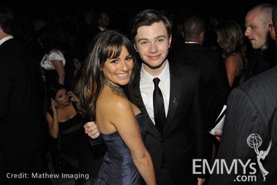 Lea Michele and Chris Colfer at the 62nd Primetime Emmy Awards