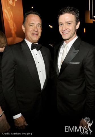Actors Tom Hanks and Justin Timberlake