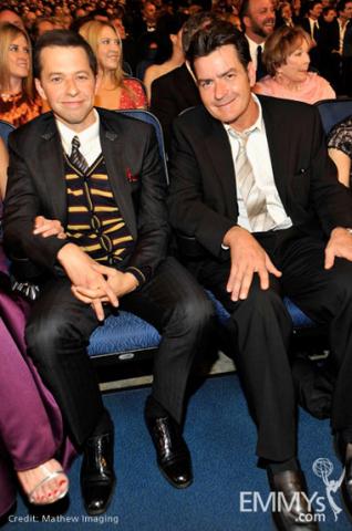 Actors Jon Cryer and Charlie Sheen