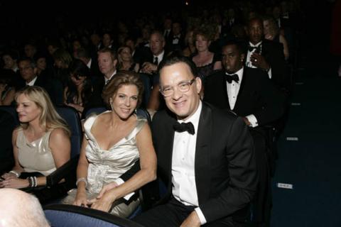 John Adams co-executive producer Tom Hanks with wife Rita Wilson at the 60th Primetime Emmys