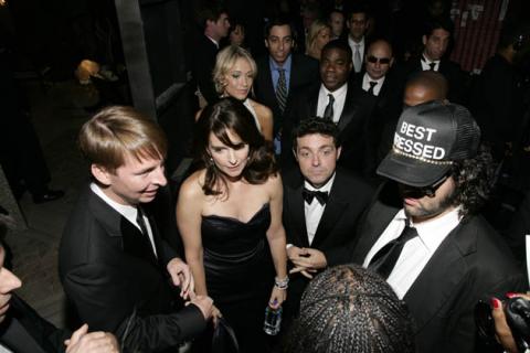 30 Rock star Tina Fey (second from left) with (foreground) co-star Jack McBrayer, husband and co-producer Jeff Richmond