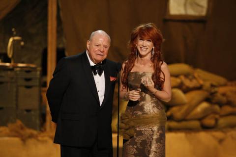 Don Rickles and Kathy Griffin onstage at the 60th Primetime Emmy Awards held at the Nokia Theatre