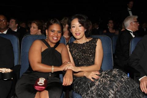 Chandra Wilson and Sandra Oh at the 60th Primetime Emmy Awards