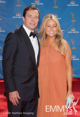 Jimmy Fallon and wife, Nancy Juvonen arrives at the 62nd Annual Primetime Emmy Awards held at the Nokia Theatre 