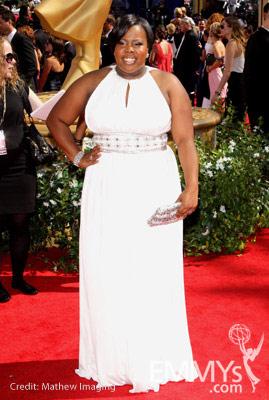 Amber Riley arrives at the 62nd Annual Primetime Emmy Awards held at the Nokia Theatre