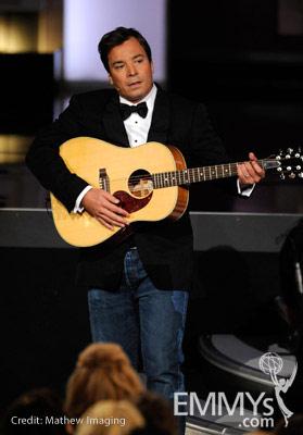 Host Jimmy Fallon  performs onstage at the 62nd Annual Primetime Emmy Awards held at the Nokia Theatre
