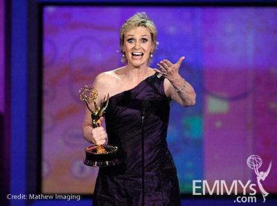 Actress Jane Lynch accepts her award onstage at the 62nd Annual Primetime Emmy Awards held at the Nokia Theatre