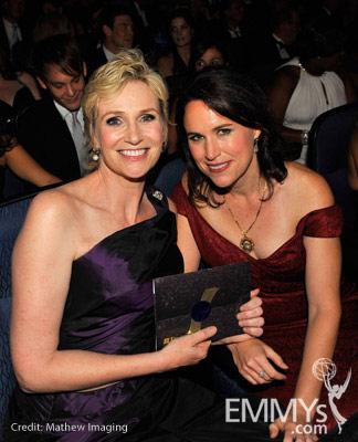 Actress Jane Lynch and wife Lara Embry attend the 62nd Annual Primetime Emmy Awards held at Nokia Theatre