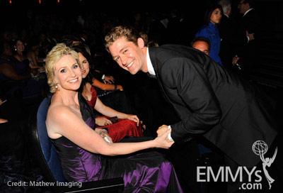 Actors Jane Lynch and Matthew Morrison attend the 62nd Annual Primetime Emmy Awards held at Nokia Theatre