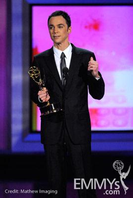 Actor Jim Parsons accepts his award onstage at the 62nd Annual Primetime Emmy Awards held at the Nokia Theatre 