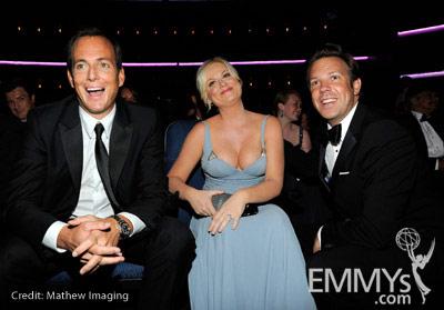 Actors Will Arnett, Amy Poehler and Jason Sudeikis attend the 62nd Annual Primetime Emmy Awards held at Nokia Theatre